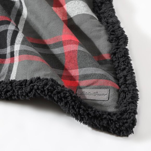 Eddie Bauer Plush Sherpa Fleece Throw Reversible Cozy Plaid Flannel Blanket NEW - Picture 3 of 6
